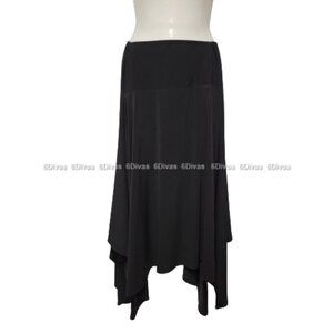 𝅺Black SKIRT Elastic Waist Asymmetrical Midi Skirt- Size 10- NEW!
